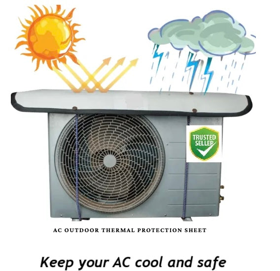 AC Outdoor Unit Sunshade Cover – Silver Foil Reflective Heat Shield & Dust Protector With Lock