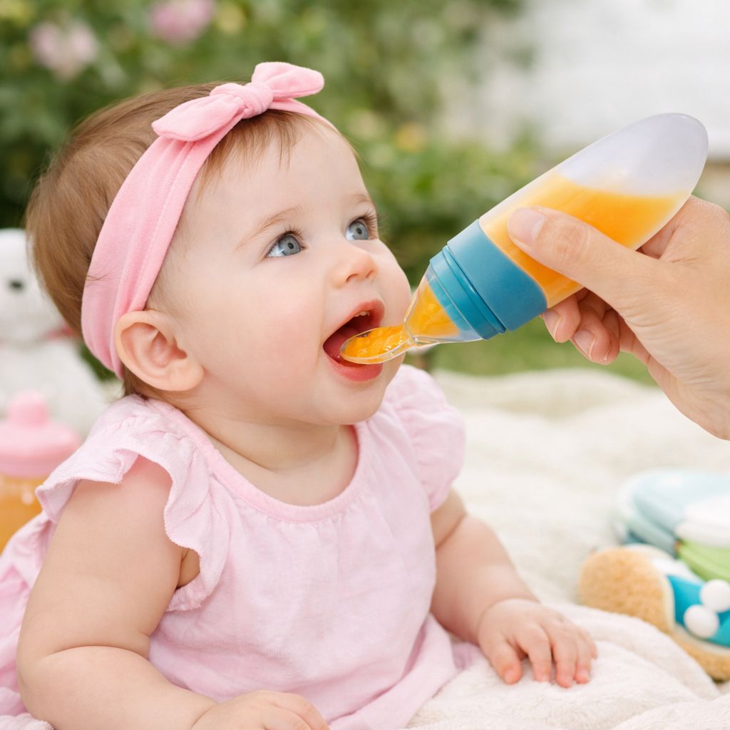 Zovio™ 2 - in - 1 Silicone Baby Squeeze Feeding Spoon & Bottle - Zovio