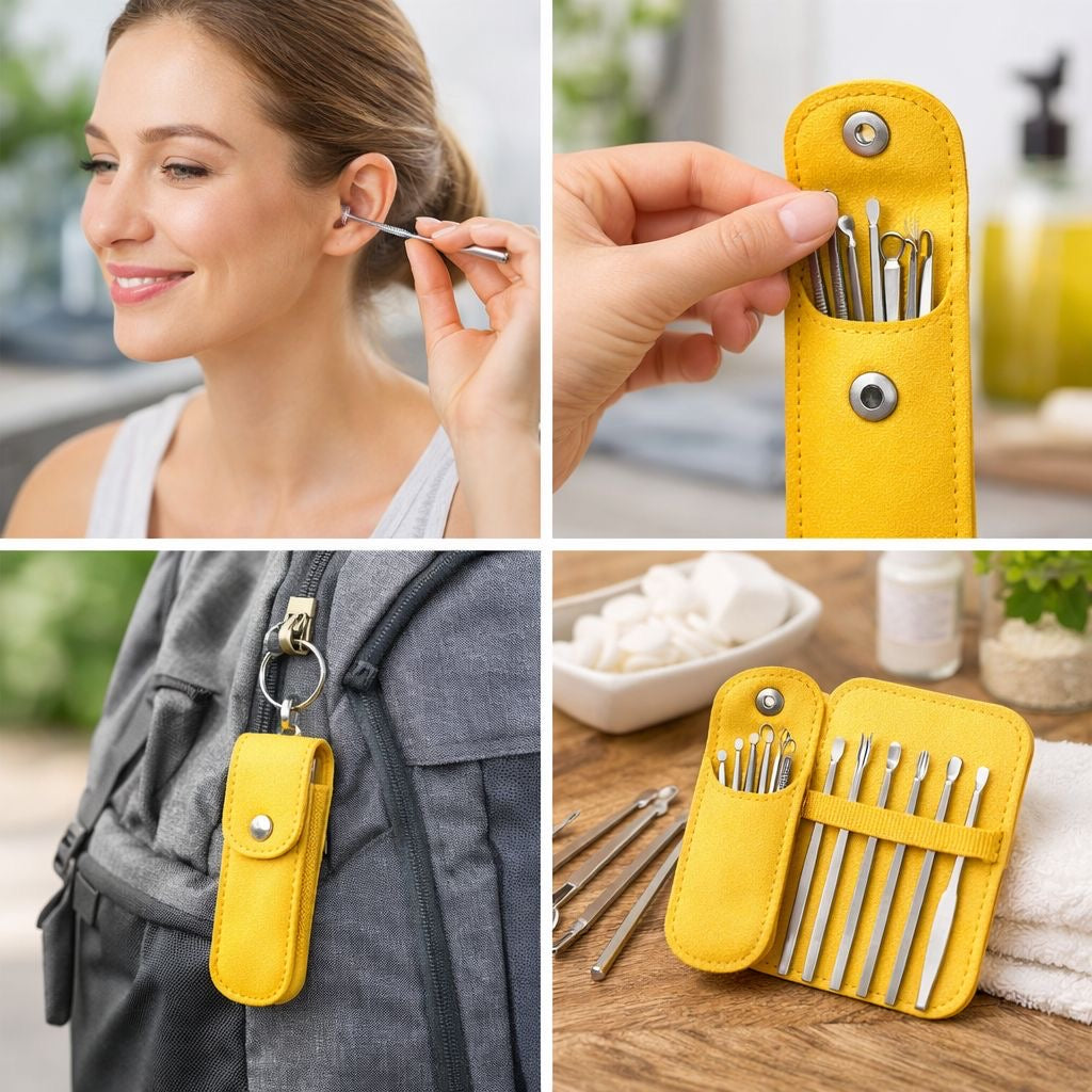 🧼 Ear Wax Cleaning Kit – 6 Pcs Stainless Steel Tools
