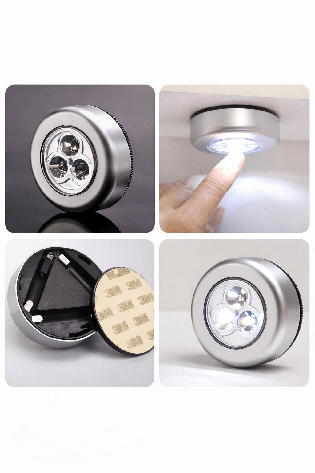 3pcs LED Tap Light – Self - Adhesive, Battery - Powered - Zovio