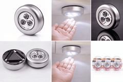 3pcs LED Tap Light – Self - Adhesive, Battery - Powered - Zovio