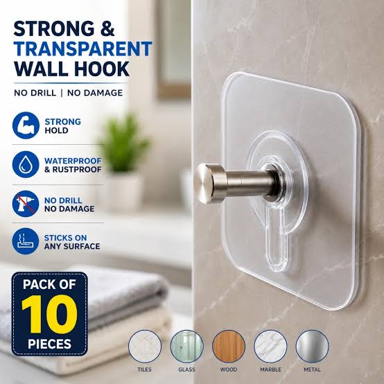 Nail Free Wall Screw Hook Adhesive Heavy Duty Stick