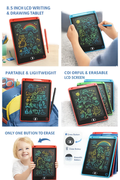 LCD Writing Tablet – Colorful Doodle Board for Kids 8.5 inches. - Zovio