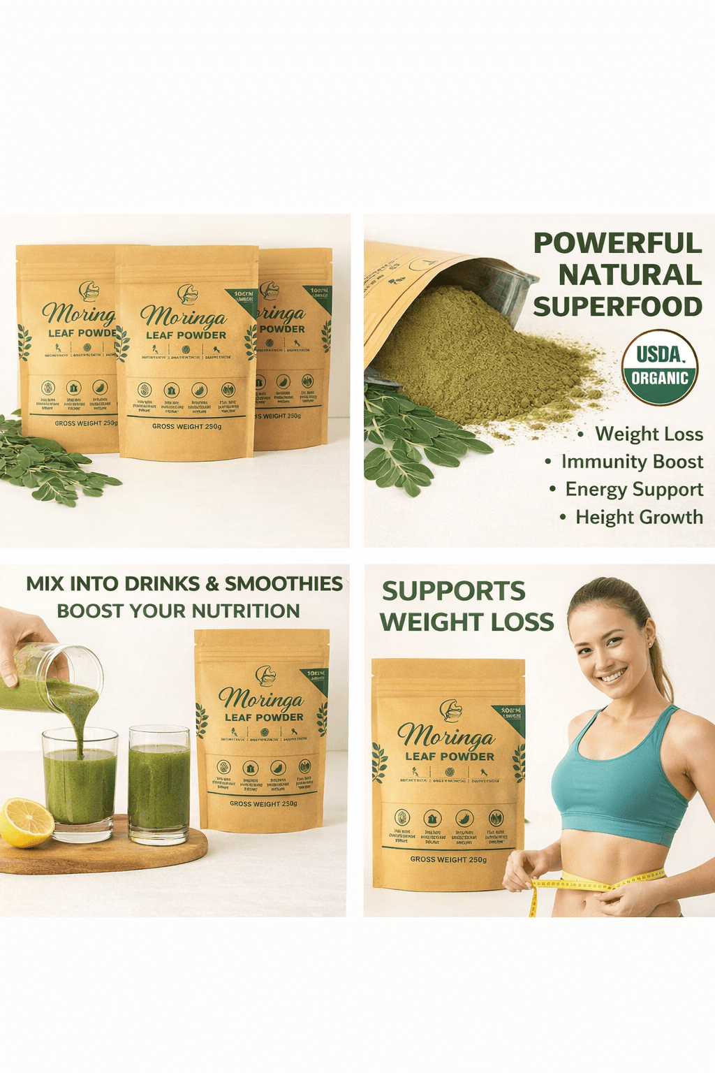 Organic Moringa Leaf Powder – 250g - Zovio