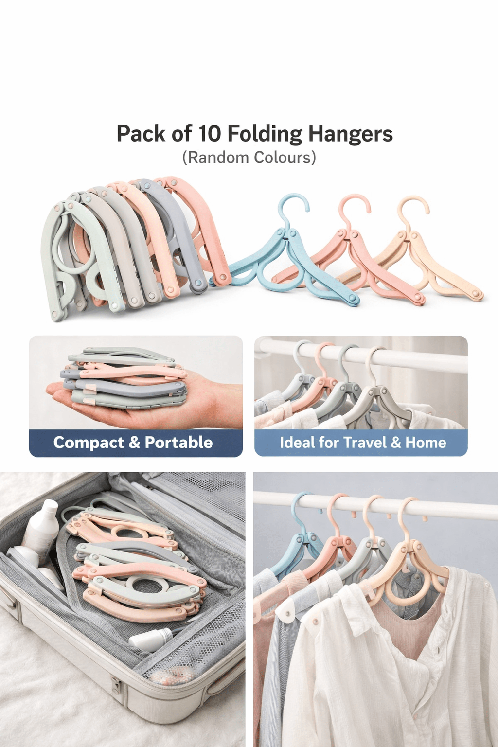 Pack of 30 Folding Clothes Hangers With Slots - Zovio
